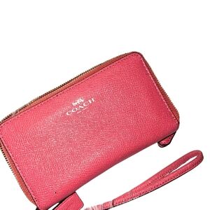 Coach Vibrant Pink Leather Wristlet